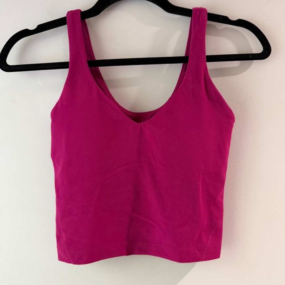 Lululemon Align Tank Top Womens 0 Magenta Pink Good Nulu Cropped V-Neck